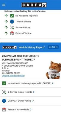 2023 Volvo XC90 Recharge Plug-In Hybrid T8 Ultimate Bright Theme 7-Seater