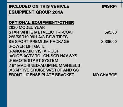 White Metallic 2020 Ford Escape SE Sport Hybrid