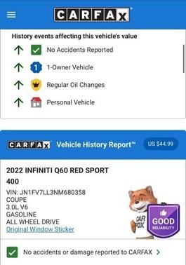 2022 INFINITI Q60 3.0t Red Sport 400