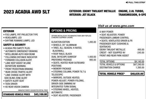 Ebony Twilight Metallic 2023 GMC Acadia SLT