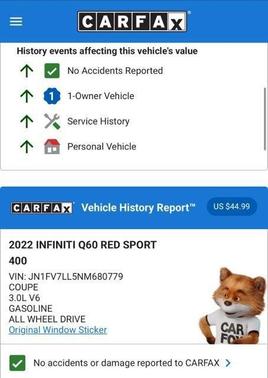 2022 INFINITI Q60 3.0t Red Sport 400