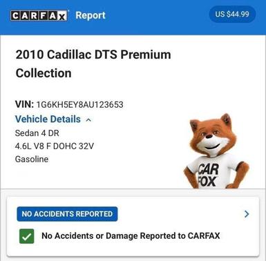 Radiant Silver 2010 Cadillac DTS Base