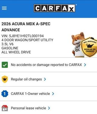 2026 Acura MDX A-Spec Advance Package
