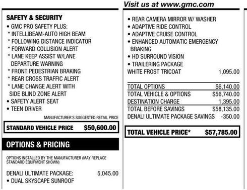 White Frost Tri-Coat 2023 GMC Acadia Denali