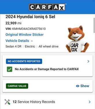 White 2024 Hyundai IONIQ 6 SEL
