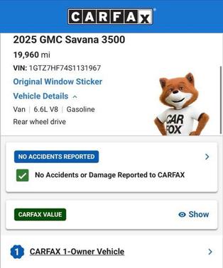 Summit White 2025 GMC Savana 3500 Work Van