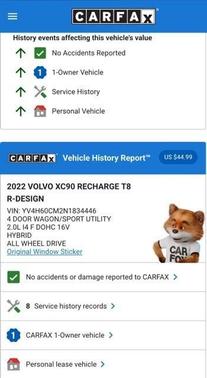 2022 Volvo XC90 Recharge Plug-In Hybrid T8 R-Design Extended Range 7P