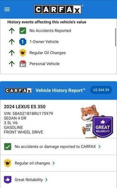 2024 Lexus ES 350 350