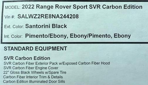 2022 Land Rover Range Rover SVR Carbon Edition