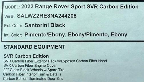 2022 Land Rover Range Rover SVR Carbon Edition