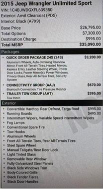 2015 Jeep Wrangler Unlimited Sport