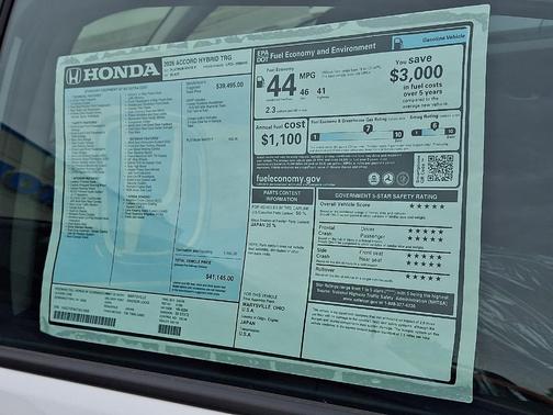 Platinum White Pearl 2026 Honda Accord Hybrid Touring