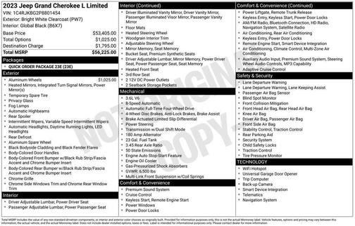 Bright White Clearcoat 2023 Jeep Grand Cherokee L Limited