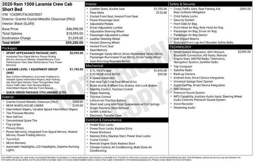 Granite Crystal Metallic Clearcoat 2020 RAM 1500 Laramie