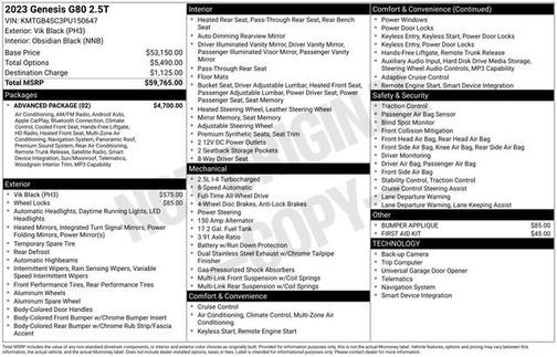 2023 Genesis G80 2.5T