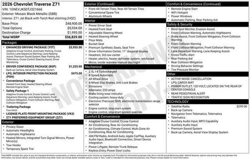 Mosaic Black Metallic 2026 Chevrolet Traverse AWD Z71