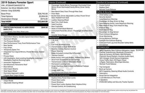 Ice Silver Metallic 2019 Subaru Forester Sport