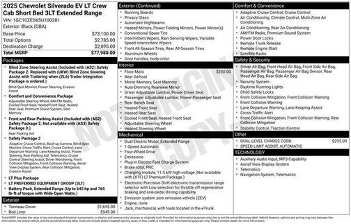 Black 2025 Chevrolet Silverado EV LT