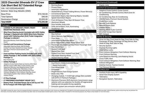 Slate Gray Metallic 2025 Chevrolet Silverado EV LT