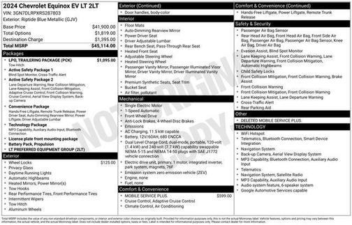 Riptide Blue Metallic 2024 Chevrolet Equinox EV 2LT