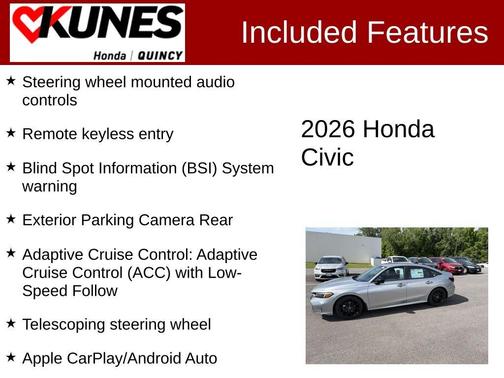 Solar Silver Metallic 2026 Honda Civic Sport