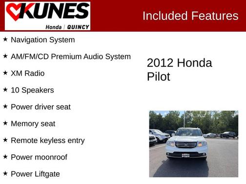 White 2012 Honda Pilot Touring