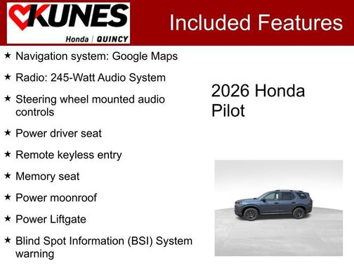 Smoke Blue 2026 Honda Pilot TrailSport