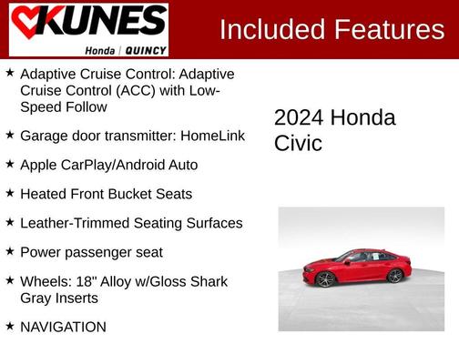 Red 2024 Honda Civic Touring