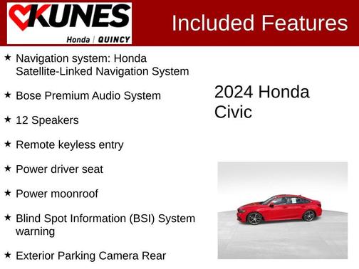 Red 2024 Honda Civic Touring