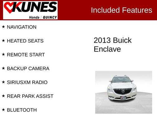 White Diamond Clearcoat 2013 Buick Enclave Leather