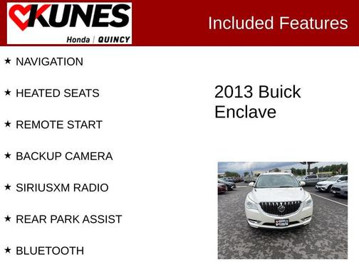 White Diamond Clearcoat 2013 Buick Enclave Leather