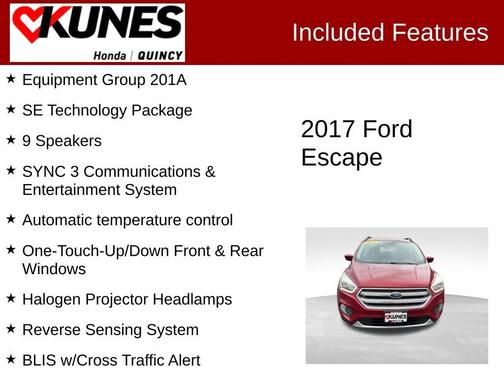 Ruby Red 2017 Ford Escape SE