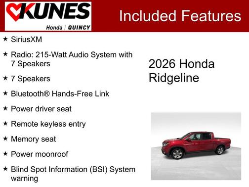 Radiant Red Metallic II 2026 Honda Ridgeline RTL