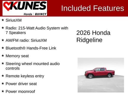 Radiant Red Metallic II 2026 Honda Ridgeline RTL