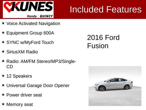 White Platinum Clearcoat Metallic 2016 Ford Fusion Hybrid Titanium