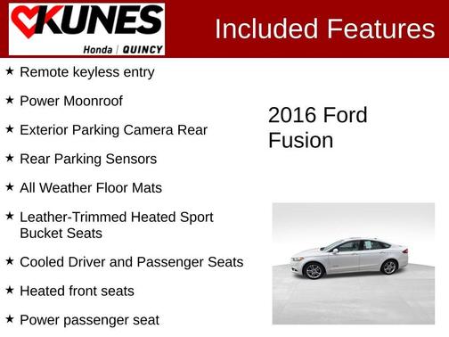 White Platinum Clearcoat Metallic 2016 Ford Fusion Hybrid Titanium