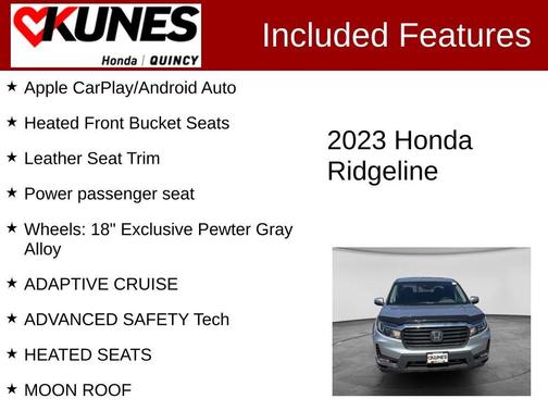 Silver 2023 Honda Ridgeline RTL