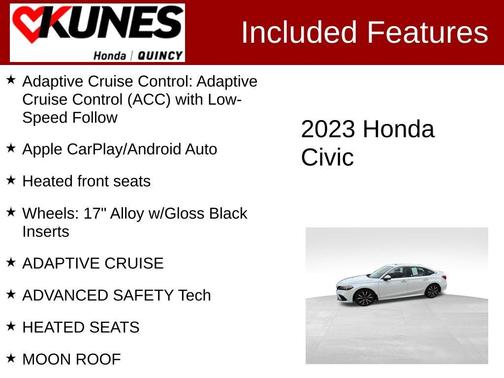 White 2023 Honda Civic EX