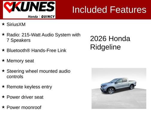 Solar Silver Metallic 2026 Honda Ridgeline RTL