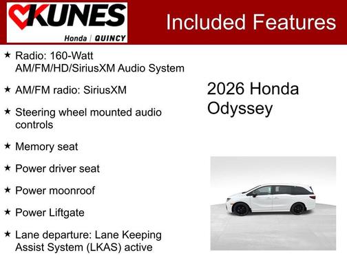 Platinum White Pearl 2026 Honda Odyssey Sport-L