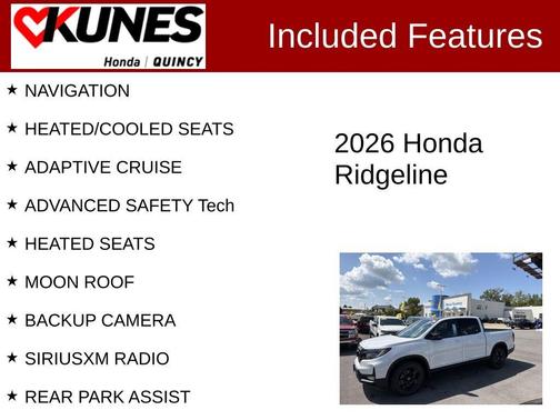 Platinum White Pearl 2026 Honda Ridgeline Black Edition Two-Tone