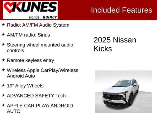 Aspen White Tri 2025 Nissan Kicks SR