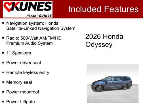 Smoke Blue 2026 Honda Odyssey Elite