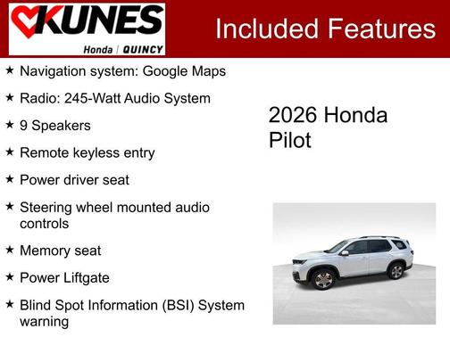 Platinum White Pearl 2026 Honda Pilot EX-L
