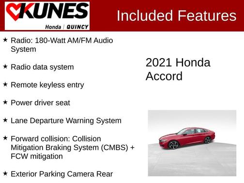 Red 2021 Honda Accord Sport SE