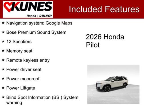 Platinum White 2026 Honda Pilot Touring