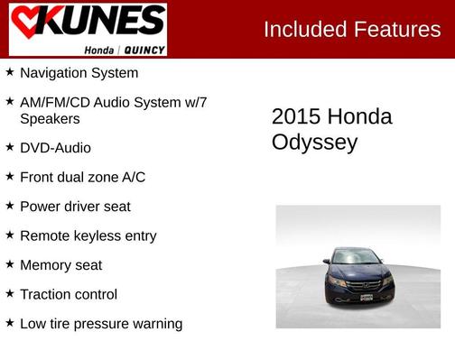 Blue 2015 Honda Odyssey Touring