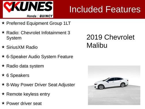 Summit White 2019 Chevrolet Malibu LT