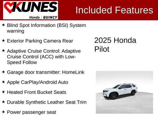 White 2025 Honda Pilot TrailSport