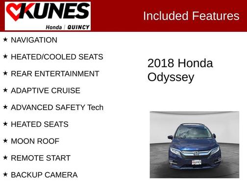 Blue 2018 Honda Odyssey Elite